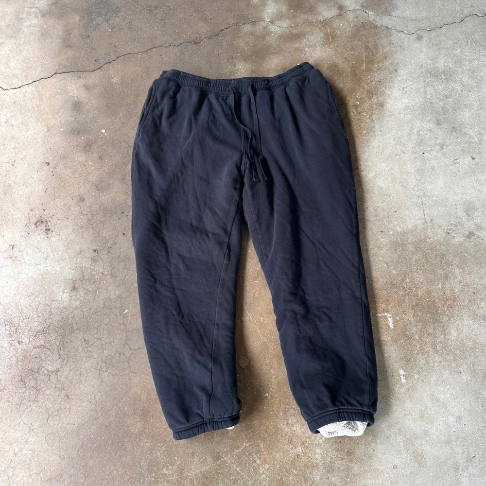 Eddie Bauer Sweatpants Mens XL Black Excellent Sherpa Fleece Lined Joggers